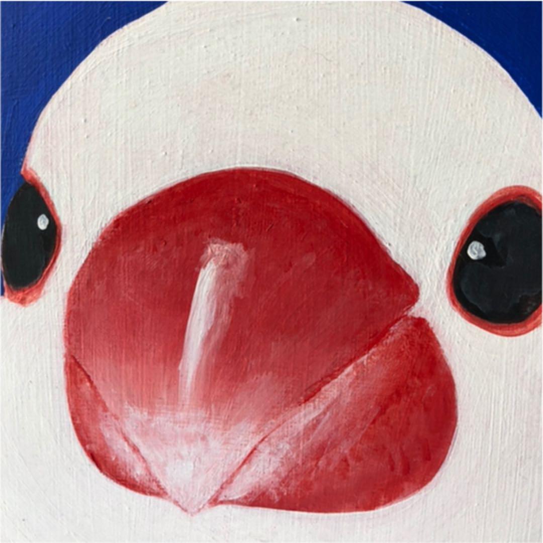 原画　アクリル画　「白文鳥」 F0パネル　うさかみ