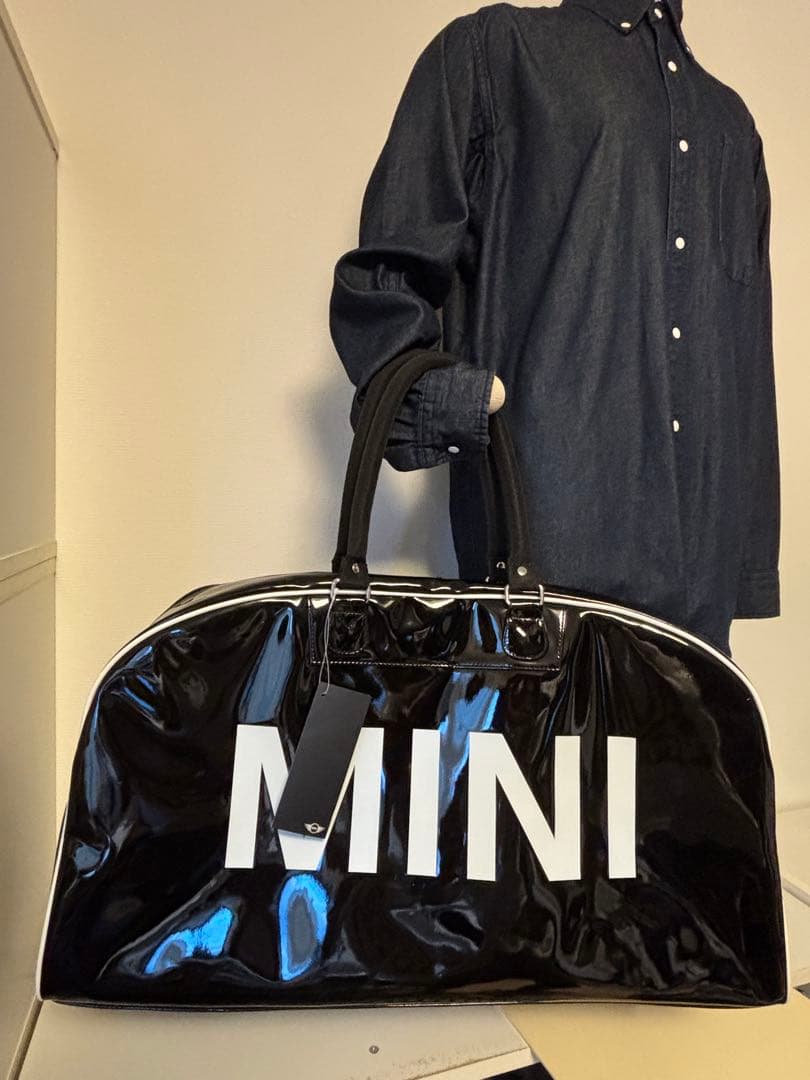 ミニクーパー/2way/ボストンバッグ/エナメル/ショルダー/ブラック/未使用