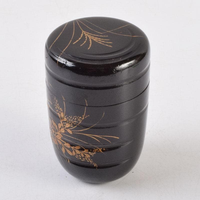 茶道具　金森春次作　花草蒔絵　長棗　共箱　V　9039