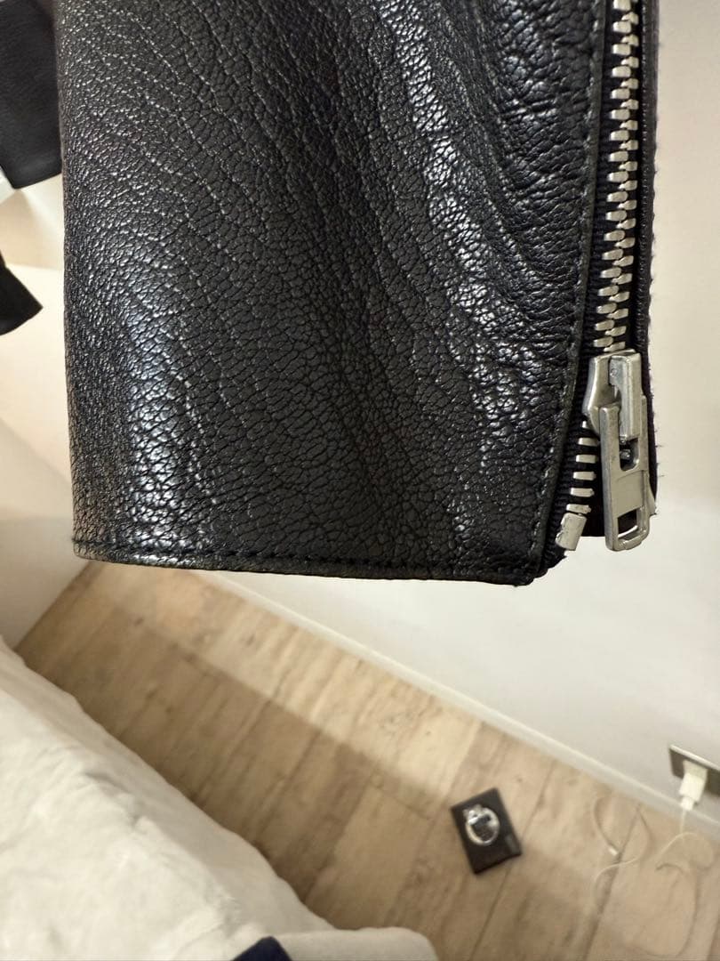 メゾンマルジェラ ゴートレザー ハの字ライダース 48 黒