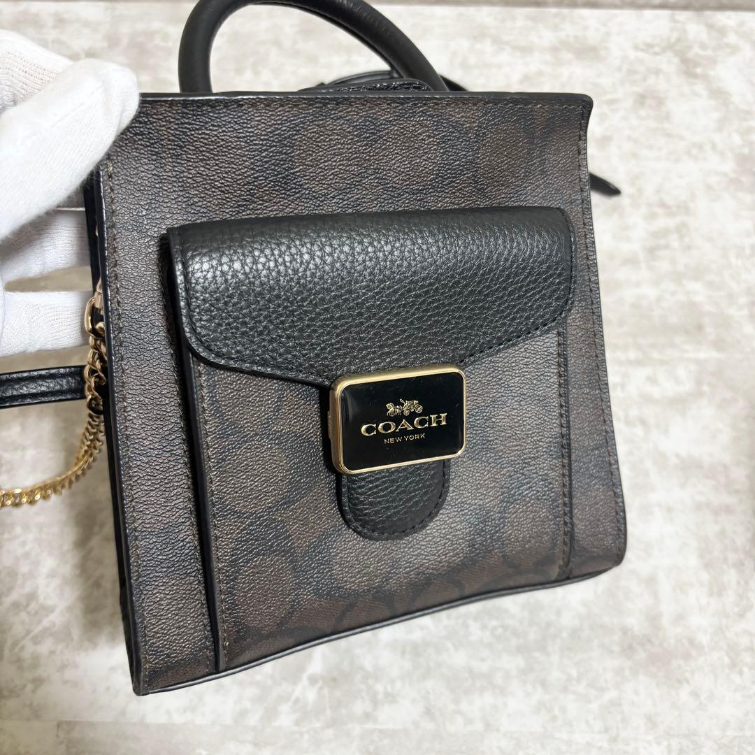 A261 未使用級✨コーチ　ミニ ペッパー クロスボディ シグネチャー　ブラウン