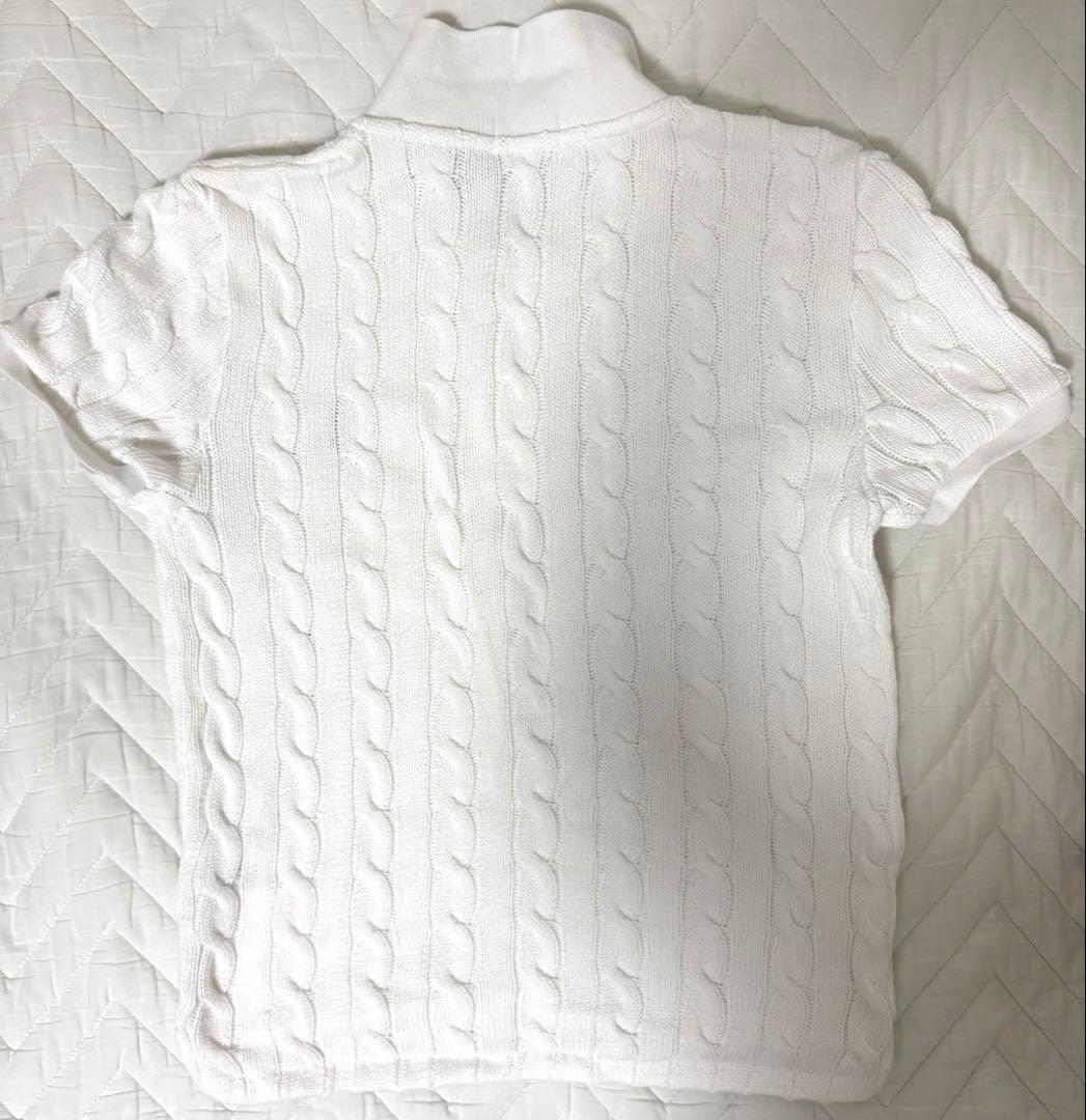 POLO RALPH LAUREN ケーブルニットポロシャツ Lホワイト