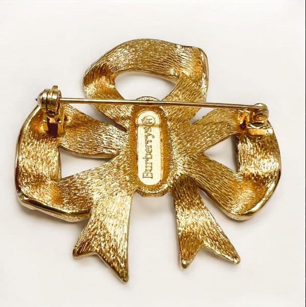 Burberrys バーバリーズ ブローチ リボン　花　 ゴールド　レディース