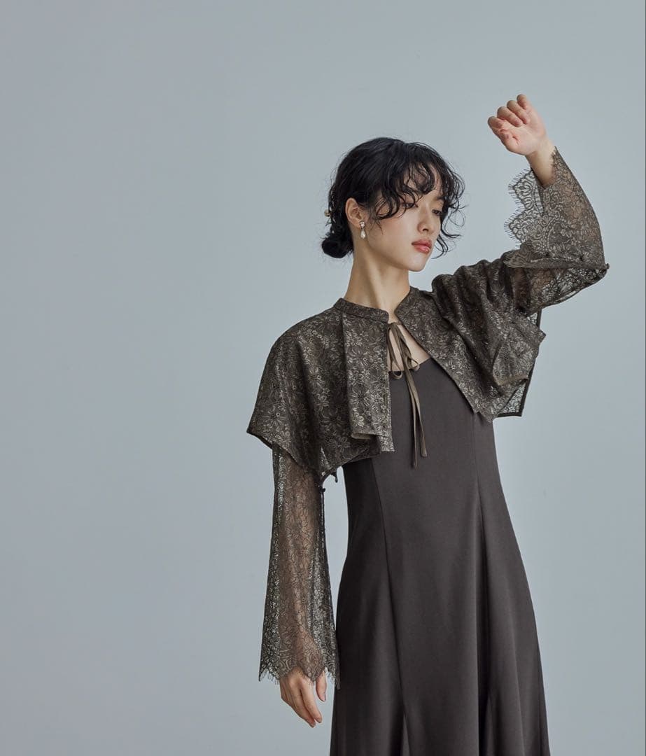 【美品】ANDRESD レイヤードケープドレス M