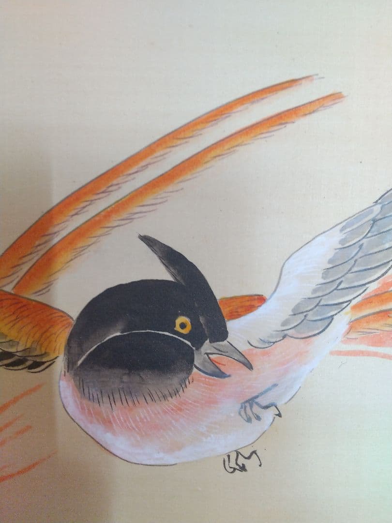 絹本掛け軸『比翼双喜図』