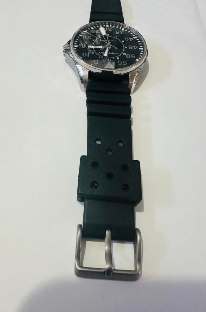 ⭕*す様 HAMILTON 自動巻き ブラックラバーベルト時計 H647150