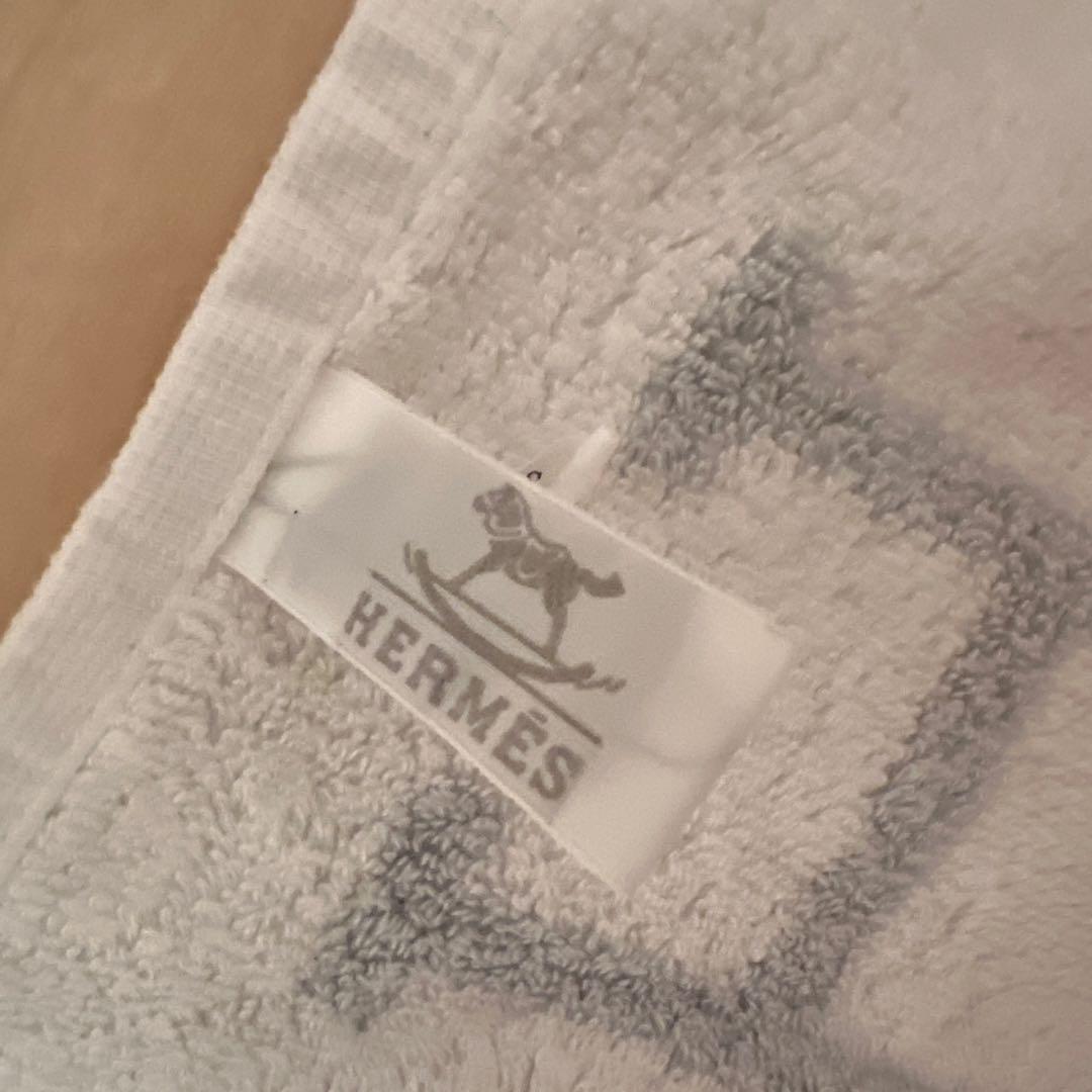 【美品】エルメス　バスタオル　アヴァロン　ブルー