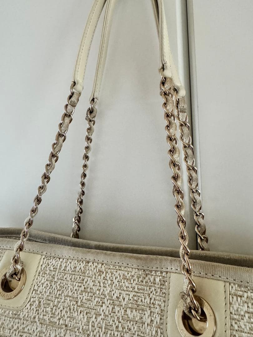 シャネル　CHANEL ドーヴィル チェーンショルダーバッグ ラフィア系天然素材