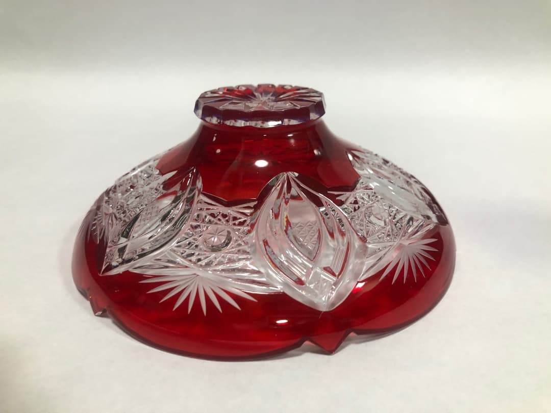 江戸切子丸型花瓶　クリスタル一輪挿し　ボヘミア小鉢　3点セット