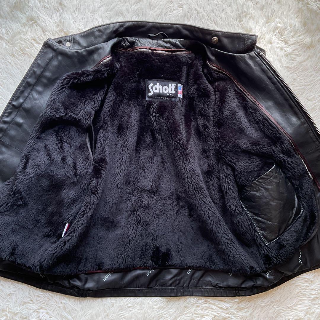 美品✨schott 641 レザージャケット　シングルライダース　本革　44 黒