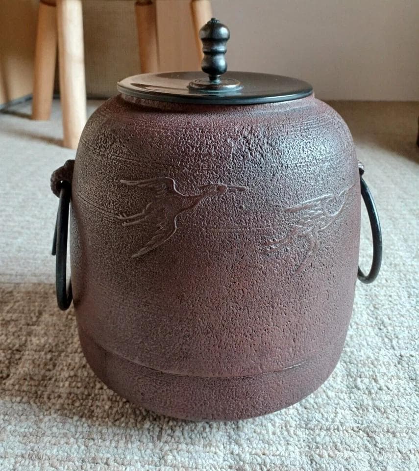 アンティーク　茶釜　鋳鉄釜　佐藤淨清 作　工芸品