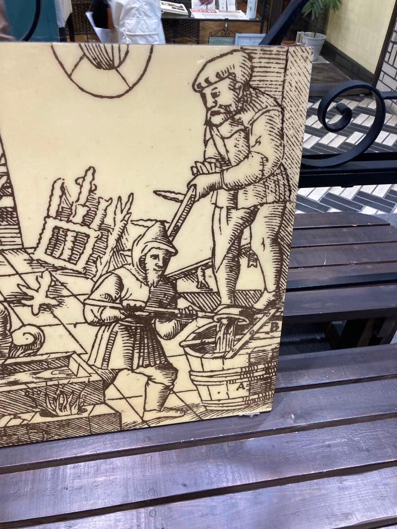 鋳物職人の作業風景 エナメル画大判　錬金術師　縁起物作品