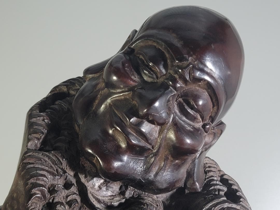 中国美術 龍眼木 彫刻 羅漢 置物 DT375