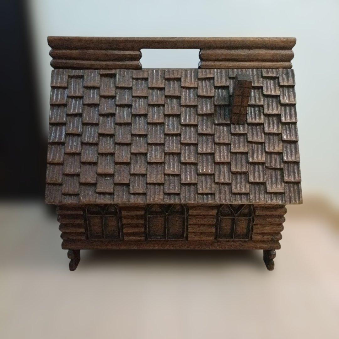 ★木製小屋型／シルバニア風／収納ボックス／ログハウス型