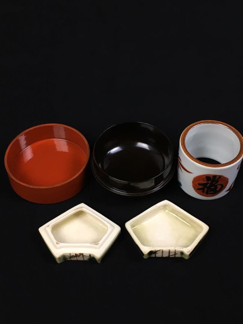 S348茶道具セット 短冊茶箱 10点揃 抹茶碗 水指 銅建水他