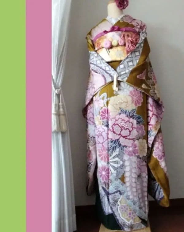 ちょこ様399.ラプンツェルみたい　振袖7点セット　正絹　フルセット　成人式