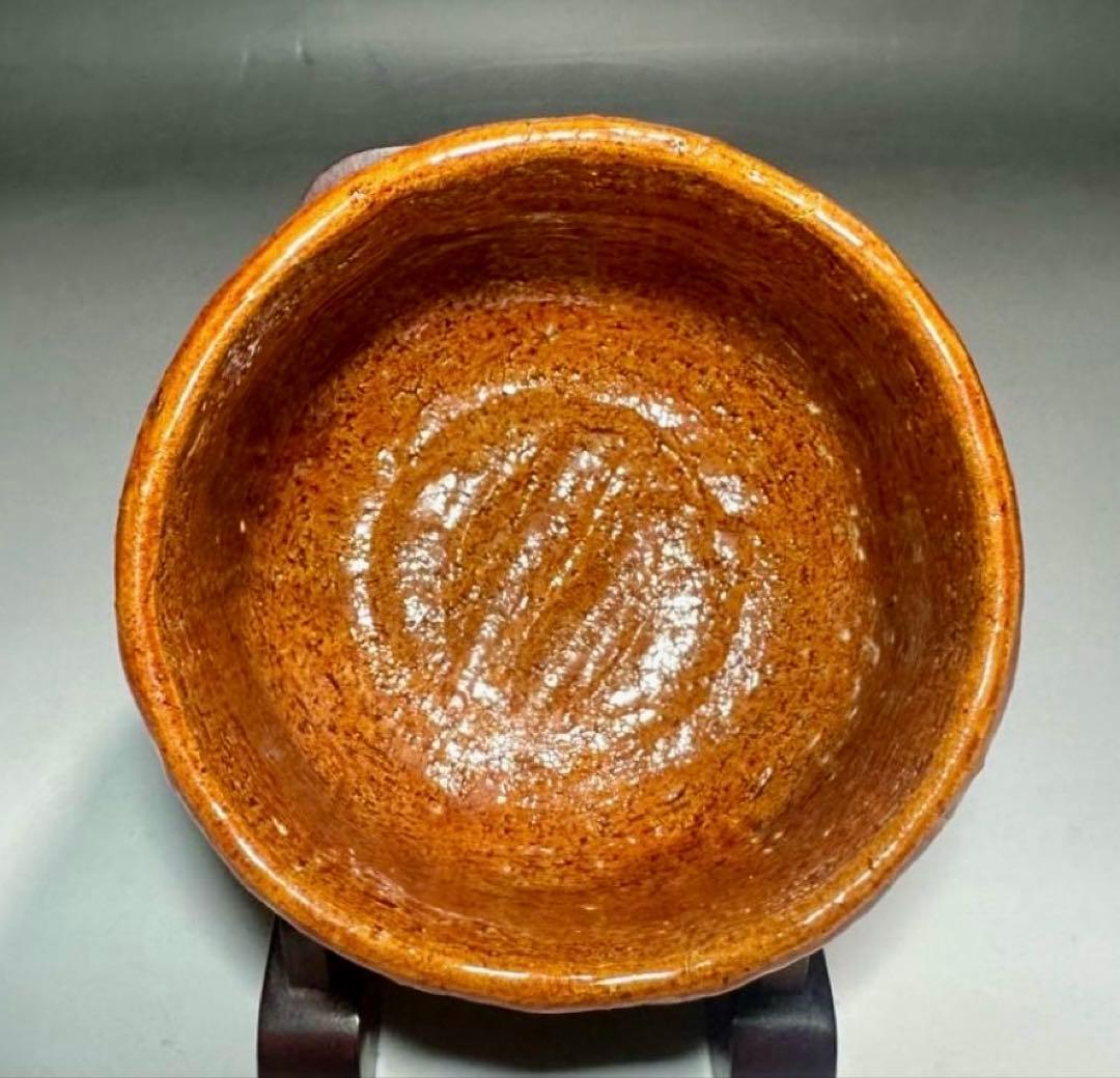 楽吉左衛門十二代 弘入　飴茶碗「紅雨」／共箱・共布／表千家十二代 惺斎　極め