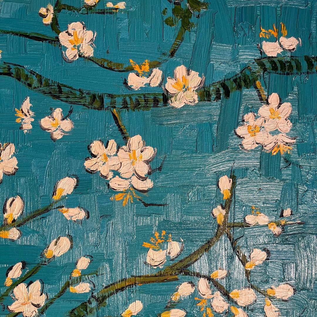 ★特大★手書き油絵 ゴッホ 花咲くアーモンドの枝 額付 絵画 インテリア 油彩画