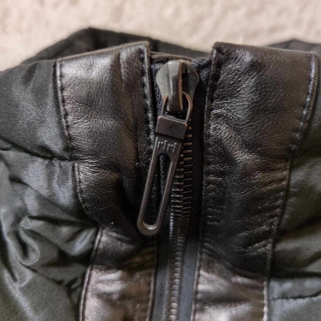 ガラアーベント　メンズ　レザーナイロン切替ライダースジャケット　細身　サイズL