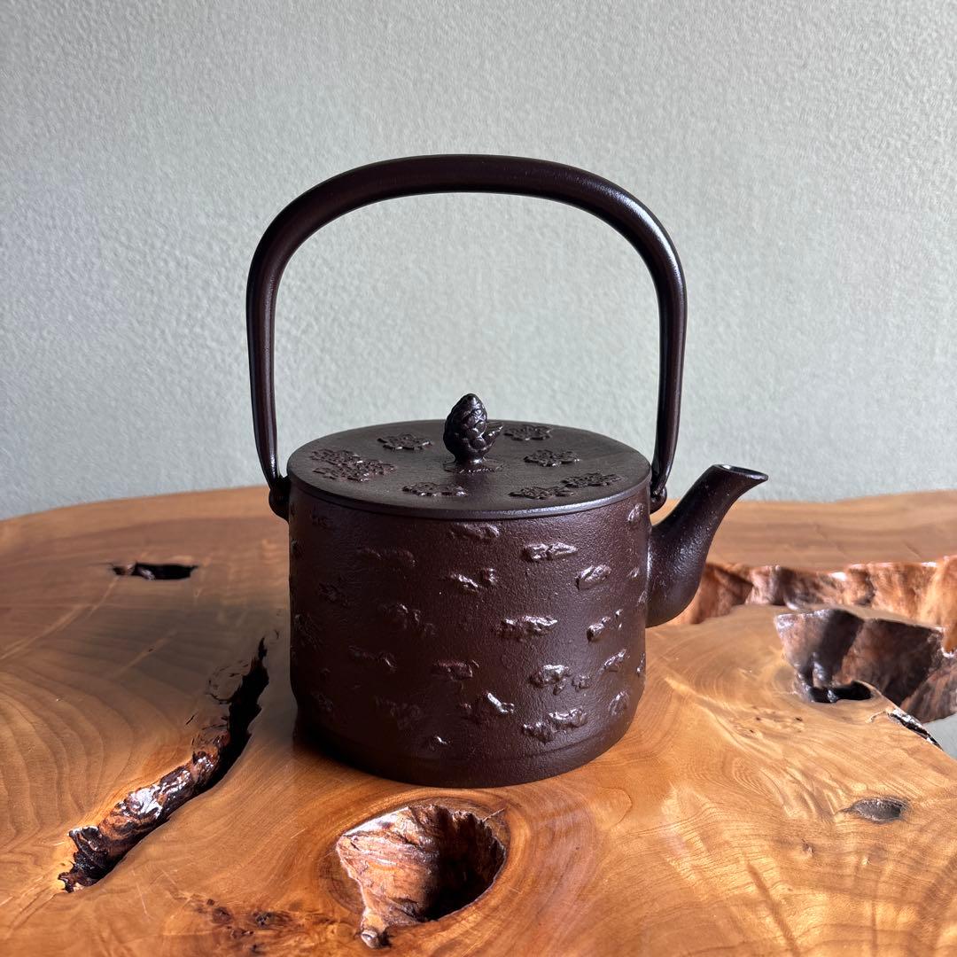 砺波商店 南部鉄瓶 桜皮寸銅 高さ約19cm茶道具 レトロ