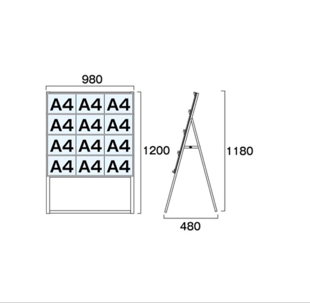 A4サイズ カードケーススタンド看板 規格:A4横×12枚 片面 タイプ