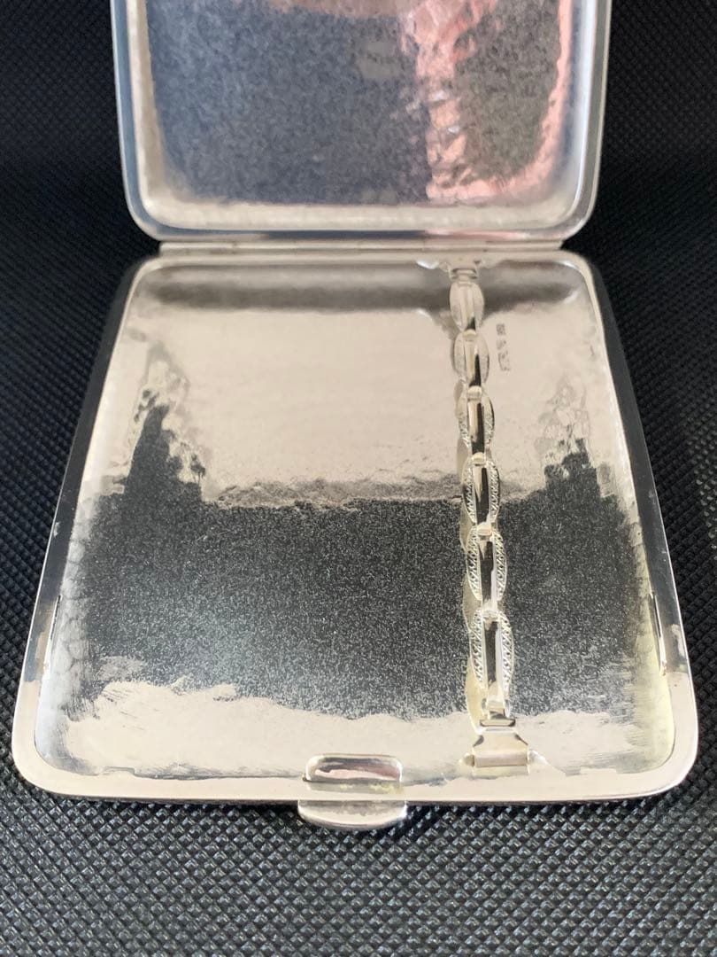 Silver950刻印 Cigarette Case 金槌目 日本製 110g