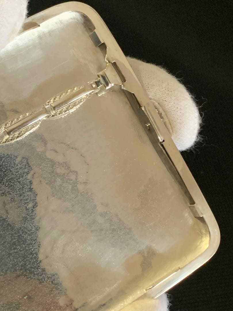 Silver950刻印 Cigarette Case 金槌目 日本製 110g