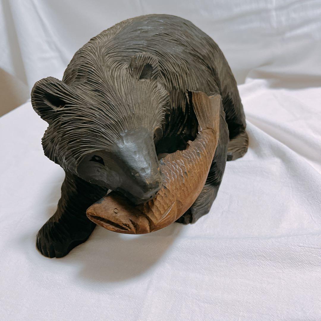 木彫りの熊 台座付きビンテージ レトロ