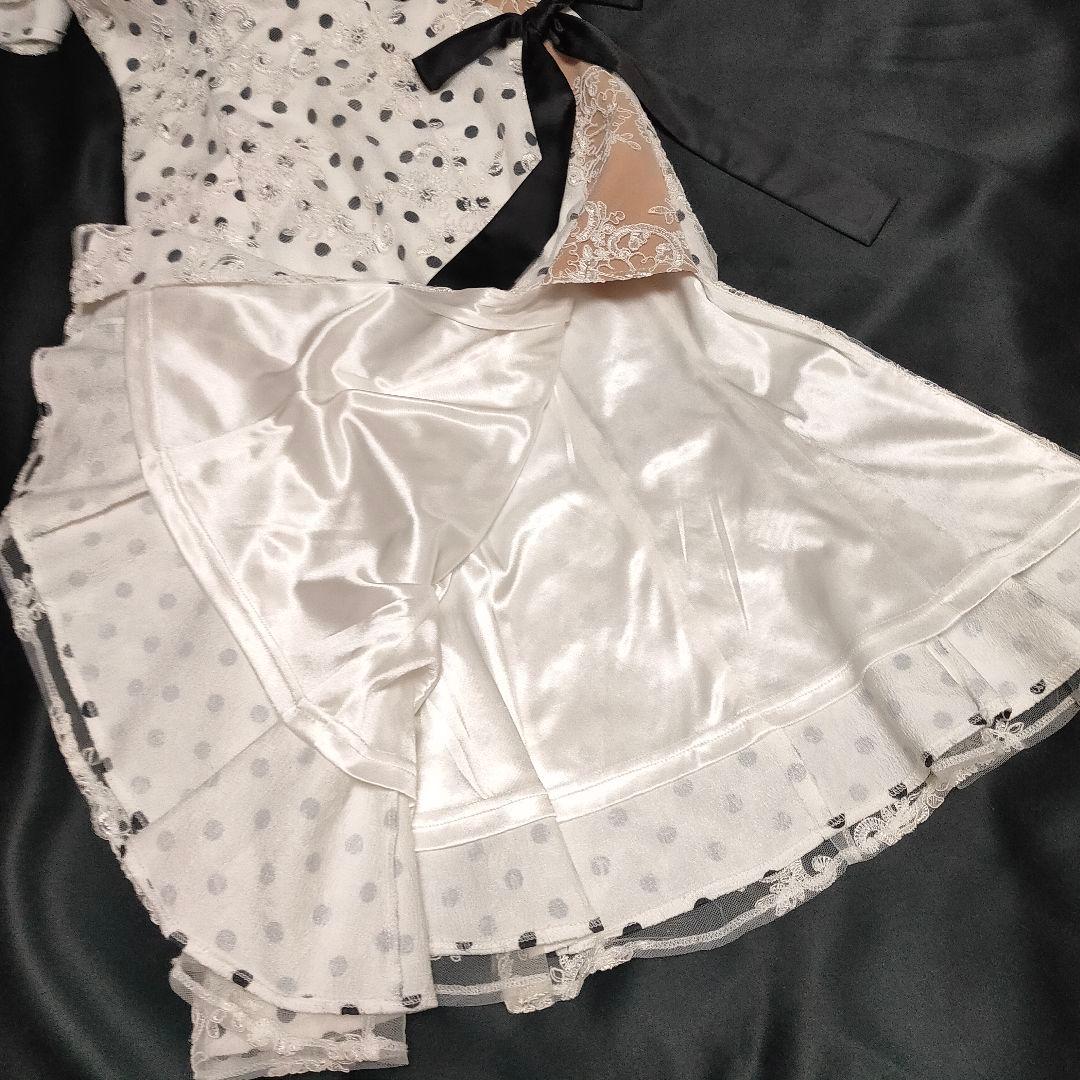 【人気商品♡】ROBE de FLEURS ドット リボンフリルワンショルドレス