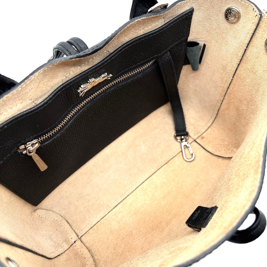 未使用級 ロンシャン ロゾS 2way ハンドバッグ ショルダー 黒 レザー