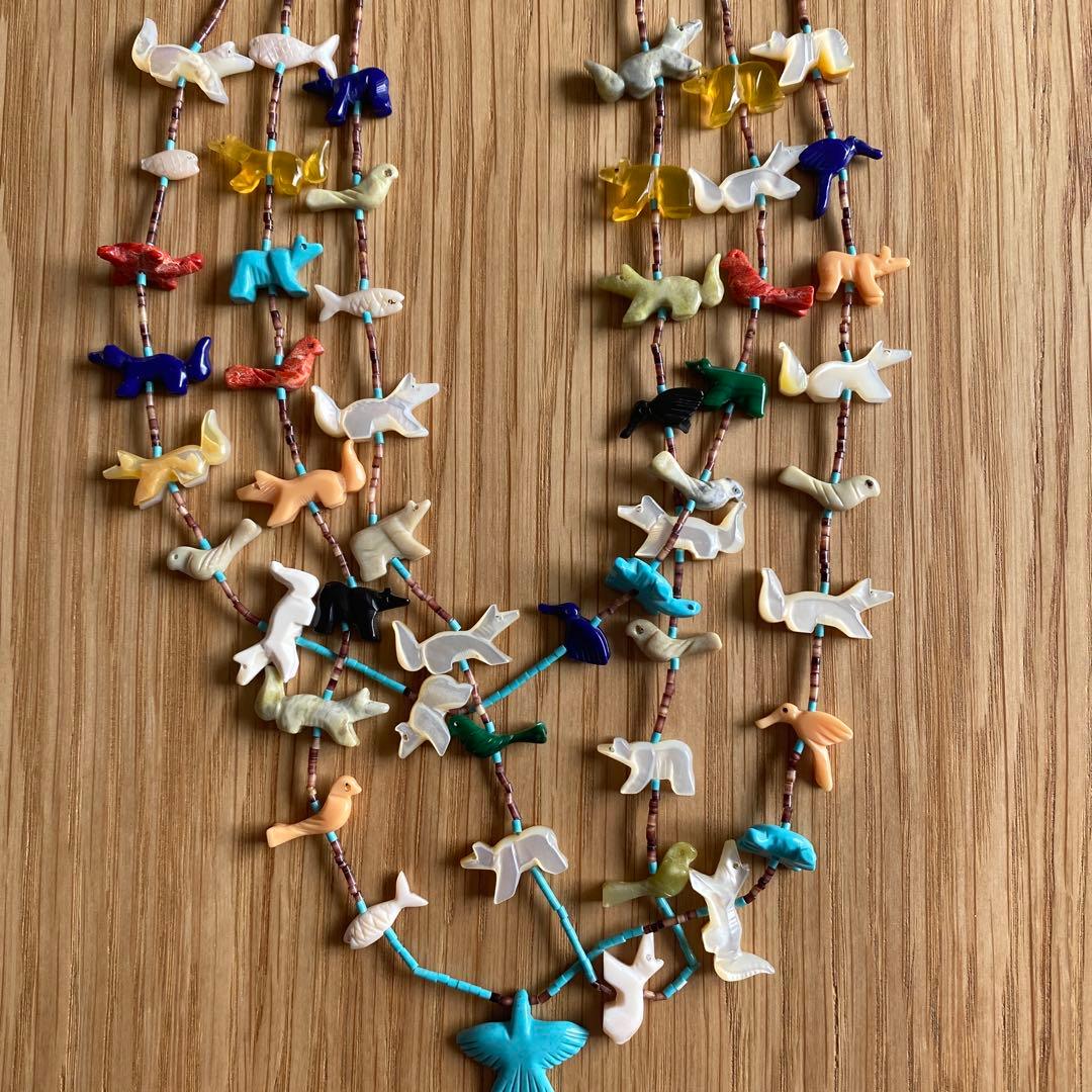 お値引き！盛夏対応【ズニ族　インデアンジュエリー】天然石動物モチーフ ネックレス