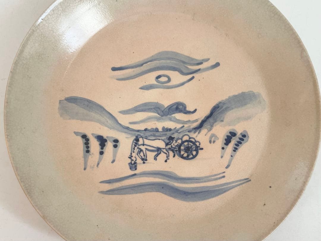 陶芸家　バーナード・リーチ　荷馬車図　皿 民芸　民藝　BERNARD LEACH