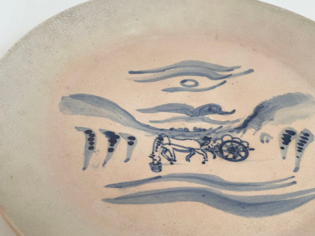 陶芸家　バーナード・リーチ　荷馬車図　皿 民芸　民藝　BERNARD LEACH