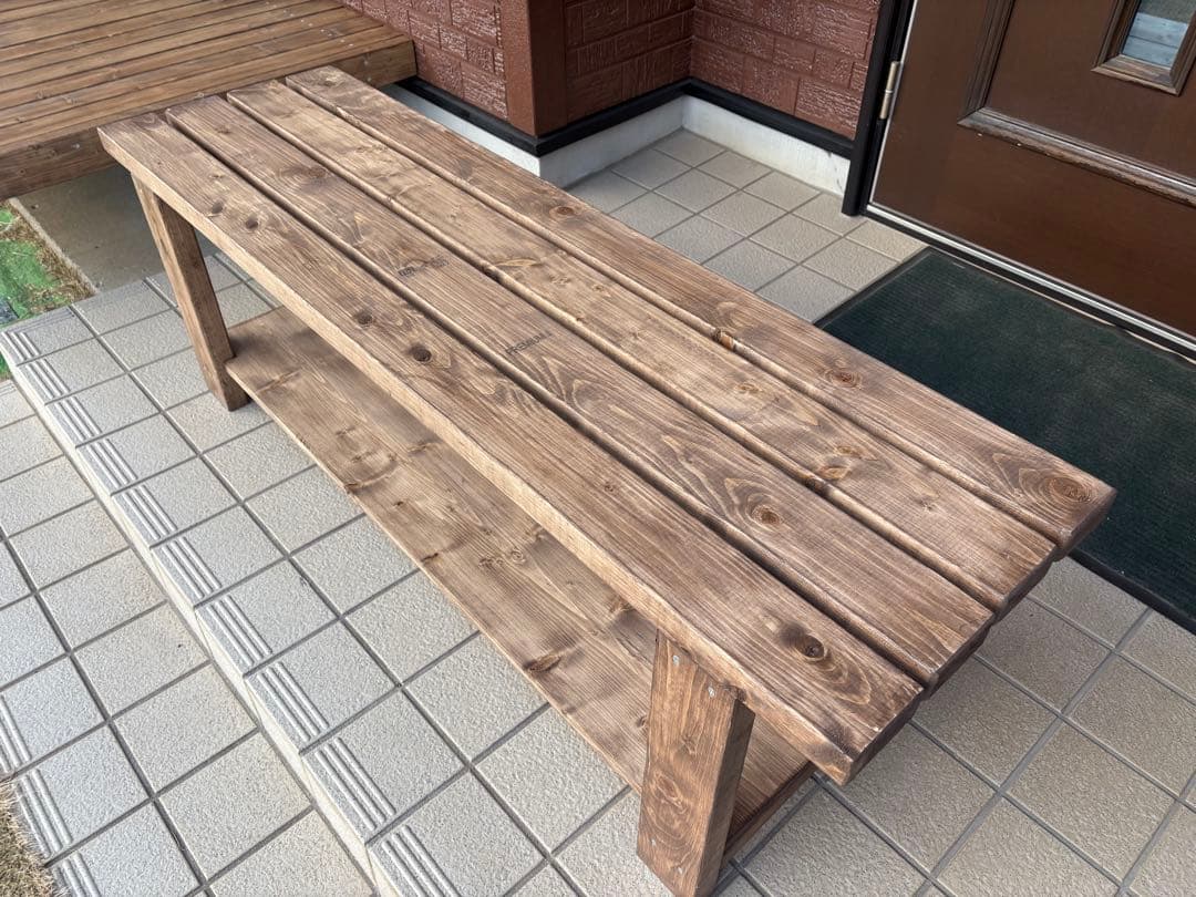 ♪(ｏ・ω・)ノ))ルル 木製シンプルベンチ 収納棚付き