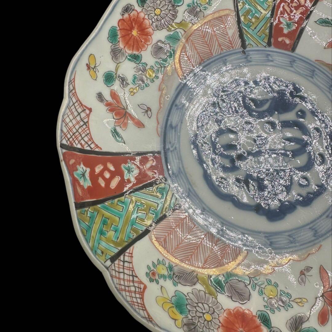 明治時代 色絵 中皿 希少 5客揃え 和食器 古伊万里 時代物 手書き