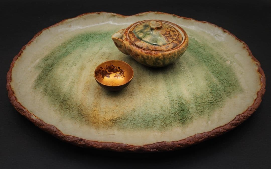 骨董品 古美術 氷裂紋釉 青磁茶托 茶道具