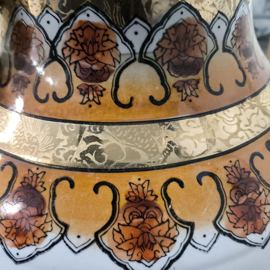 中華風★山水画装飾の大きな陶磁器壺★幅30センチ★高さ80センチ★たのメル発送