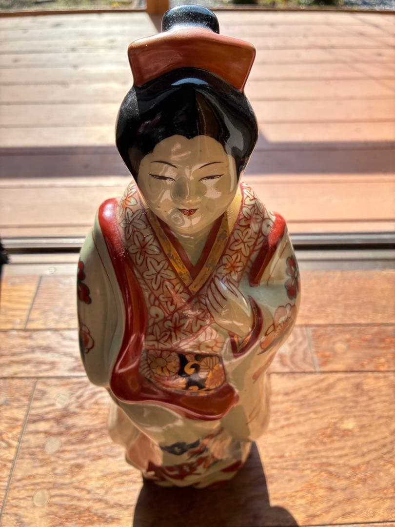 【修復有】アンティーク 陶器人形 着物美人 有田焼、円左エ門窯？時代物 置物