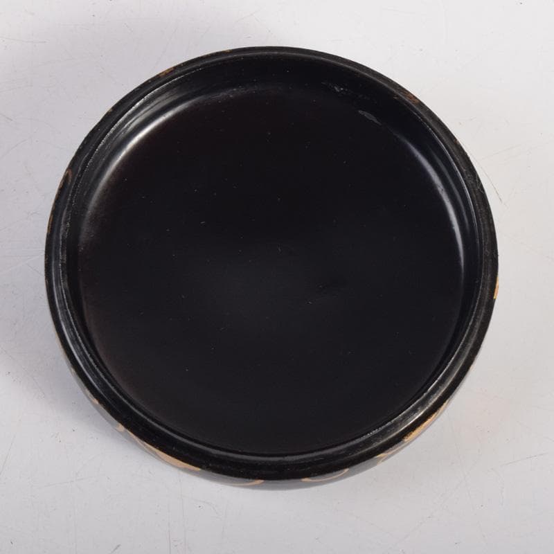 茶道具　黒漆塗　金彩蒔絵　草文　香合　時代箱付　V　8276