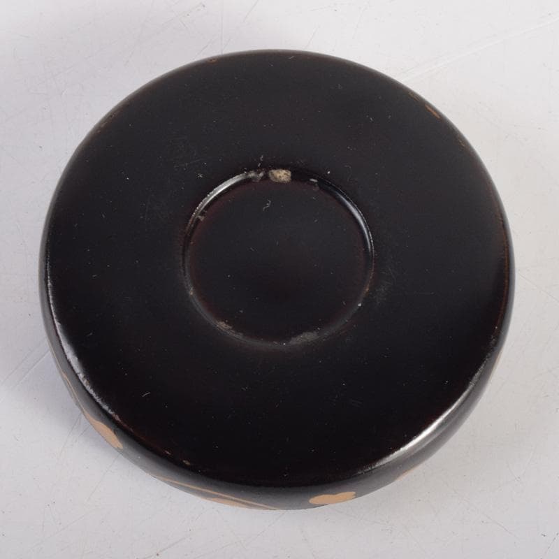 茶道具　黒漆塗　金彩蒔絵　草文　香合　時代箱付　V　8276