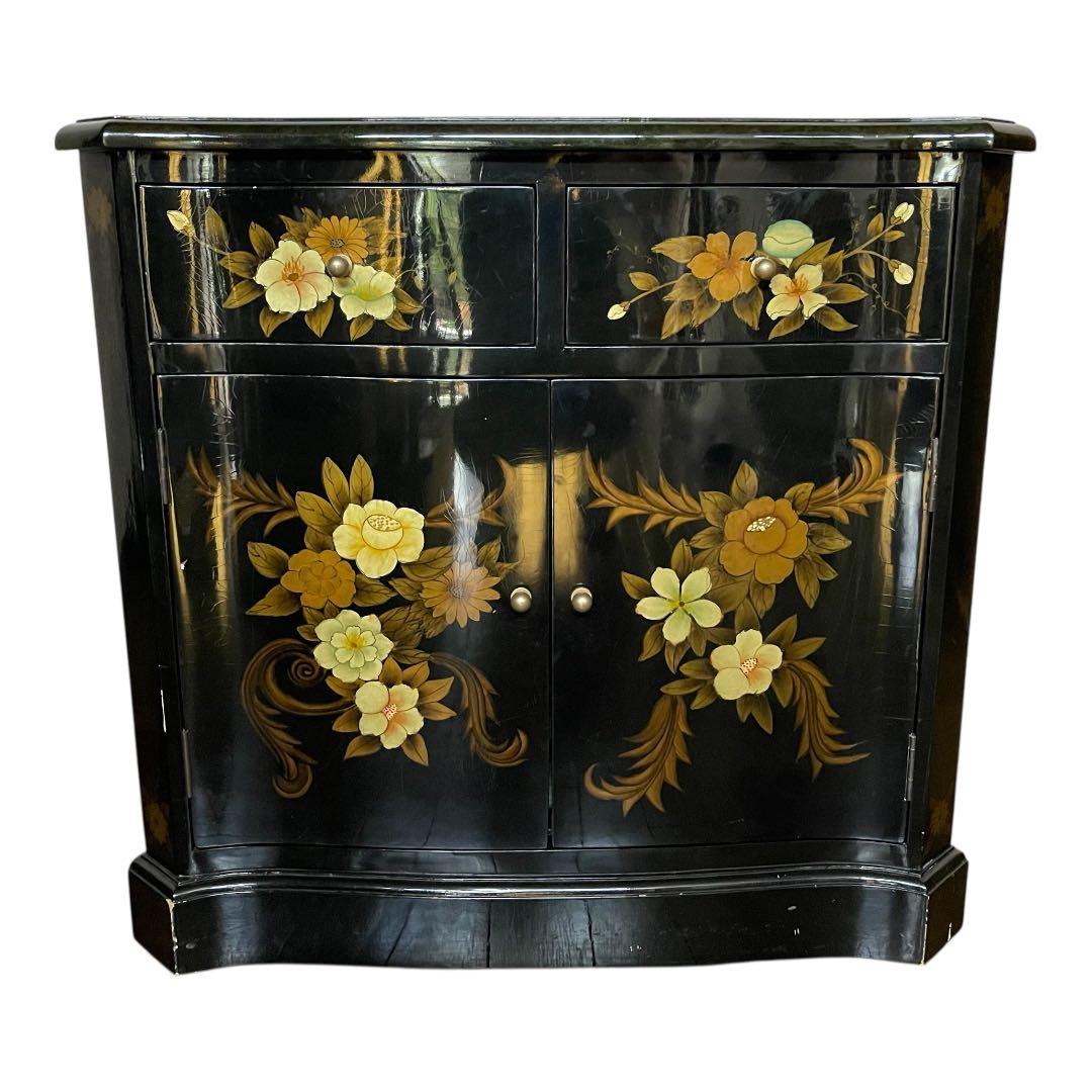 【ヴィンテージ・キャビネット】45X81X77 花柄の装飾箪笥　アジアン家具