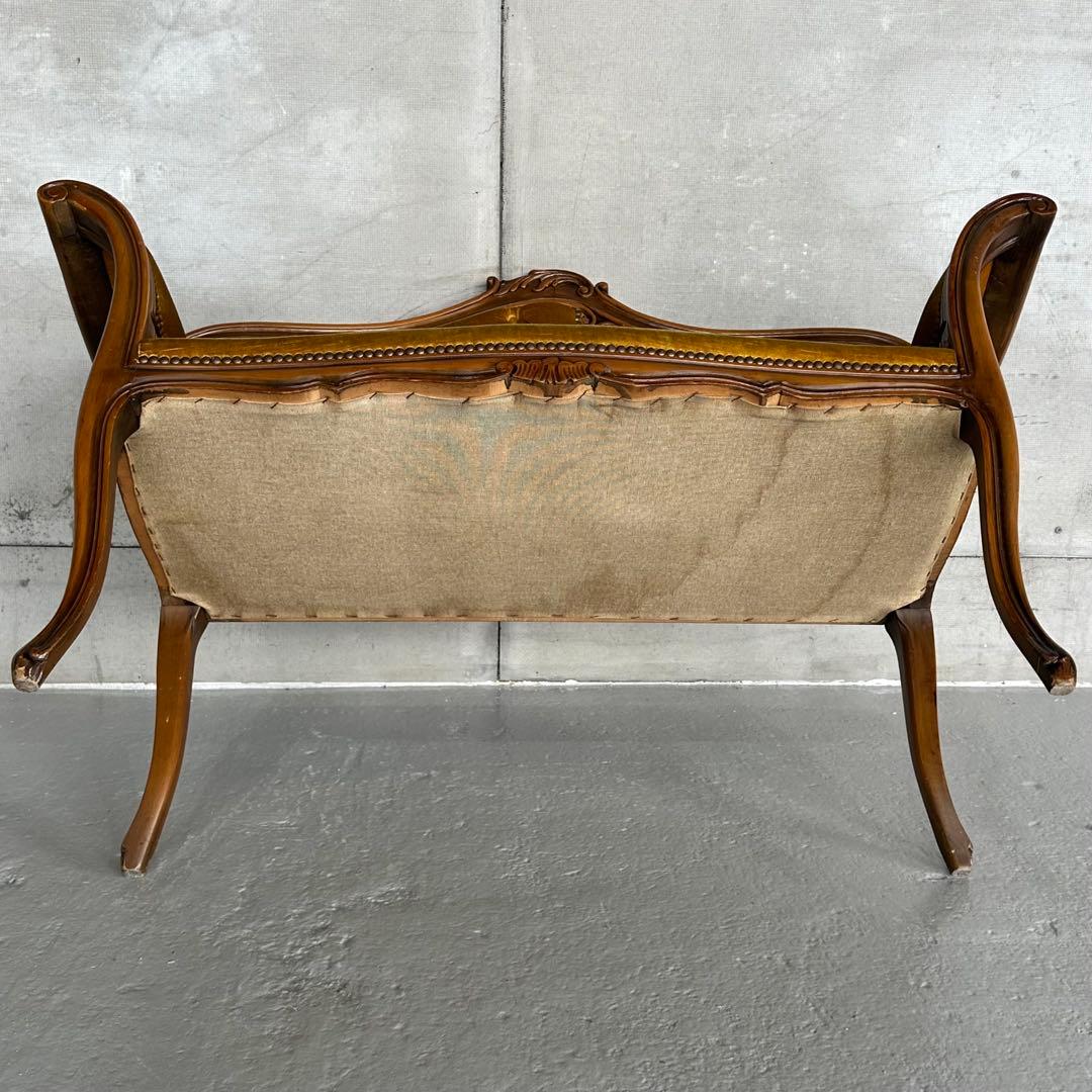 ✦80s✦ アンティークソファ カウチ ベルベット ゴールド 彫刻 ヴィンテージ