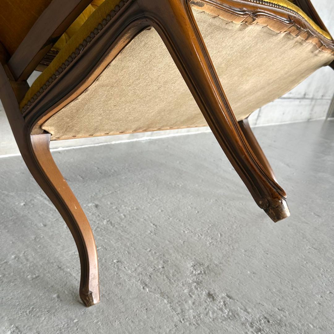 ✦80s✦ アンティークソファ カウチ ベルベット ゴールド 彫刻 ヴィンテージ