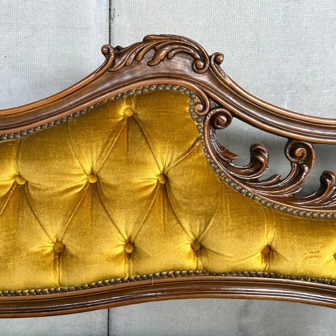 ✦80s✦ アンティークソファ カウチ ベルベット ゴールド 彫刻 ヴィンテージ