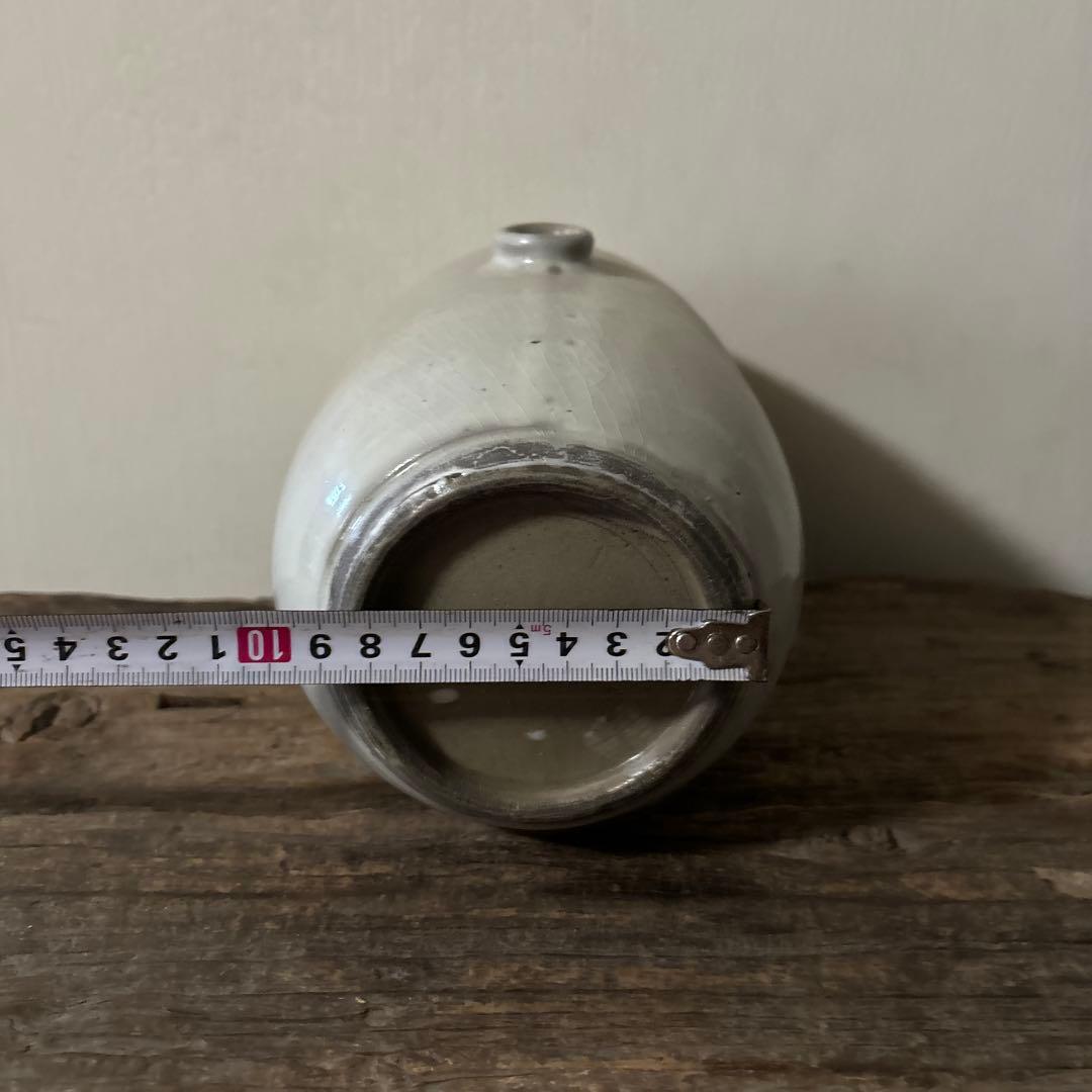 平清水焼　灰白釉掛　古民藝　古道具　アンティーク　花器　骨董　古陶磁　検:李朝