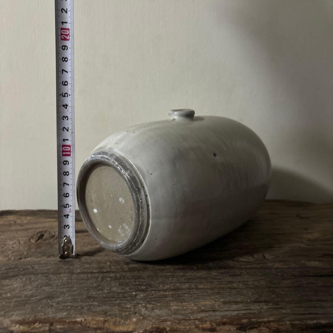 平清水焼　灰白釉掛　古民藝　古道具　アンティーク　花器　骨董　古陶磁　検:李朝