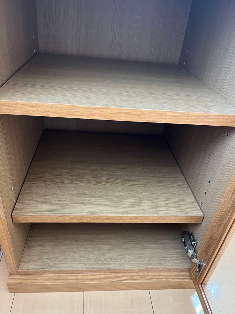 【美品】無印良品 木製キャビネット・ガラス扉・オーク材