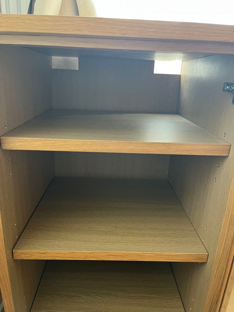 【美品】無印良品 木製キャビネット・ガラス扉・オーク材