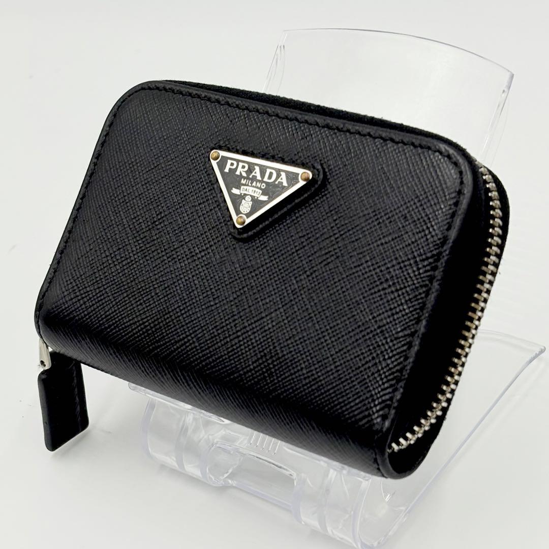 美品✨PRADA ケース 三角ロゴ ラウンドジップ ミニ財布 サフィアーノ