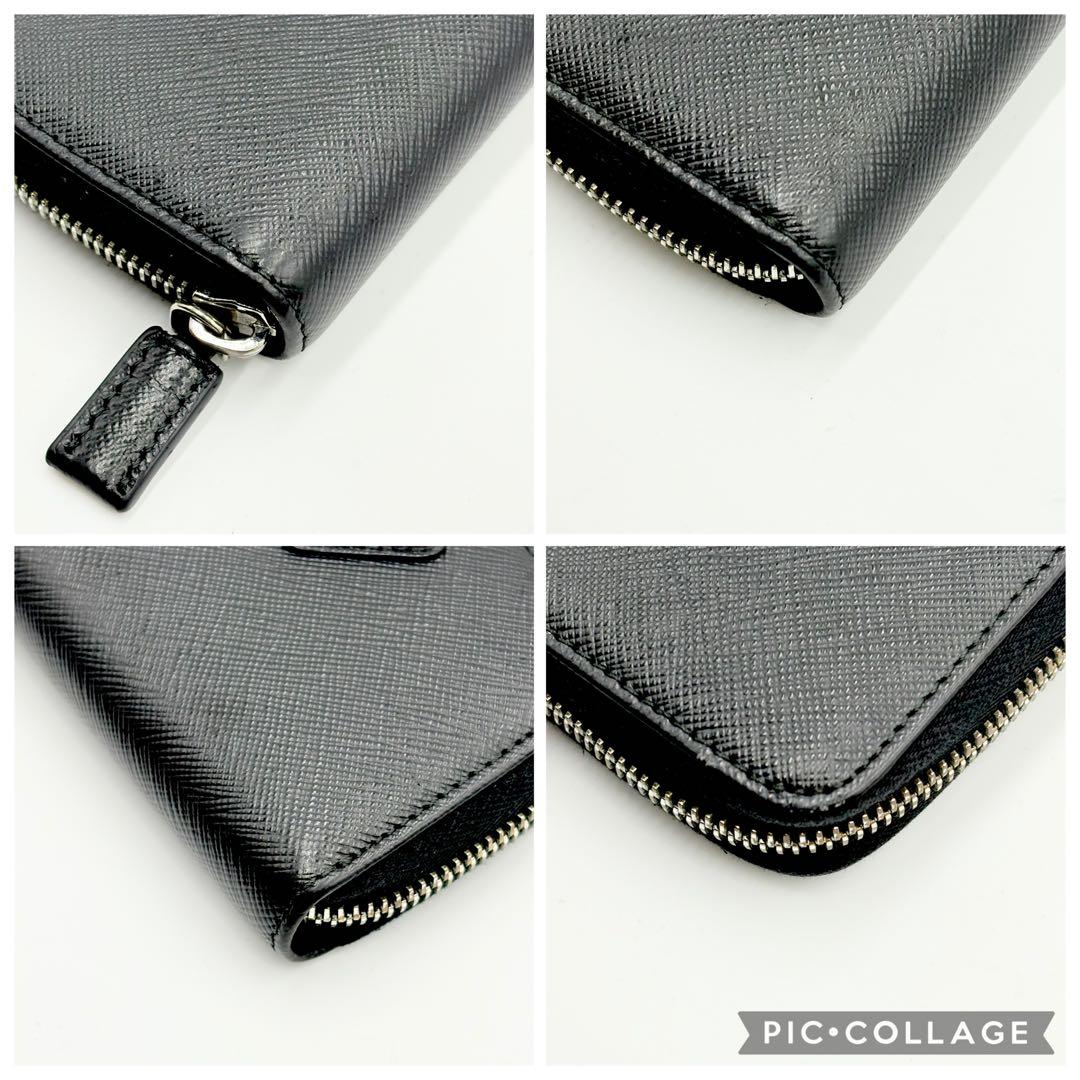 美品✨PRADA ケース 三角ロゴ ラウンドジップ ミニ財布 サフィアーノ